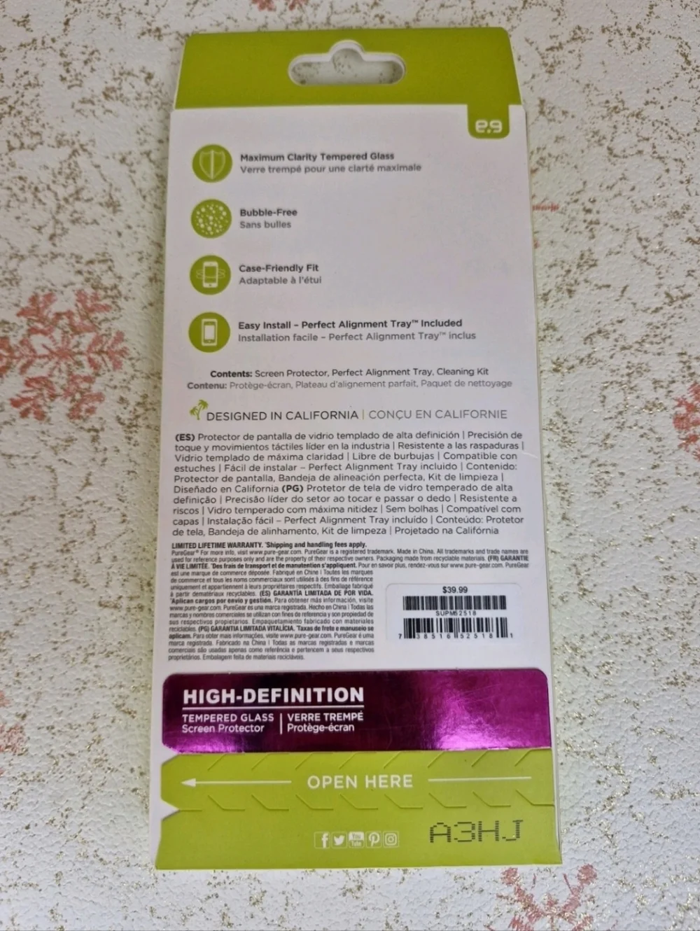 iPhone 11/ XR Screen Protector PureGear HD Tempered Glass with Installation Tray